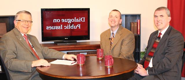 Dr. John Chowning, vice president for church and external relations and executive assistant to the  president of Campbellsville University, right, interviews from left: Dr. Bart Barber and Dr. Joe Early Jr.  for his “Dialogue on Public Issues” show.